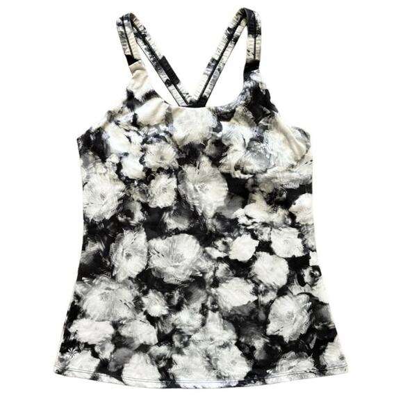 ATHLETA Floral Crush Optimism Tank Black & White SZ M - Picture 2 of 9